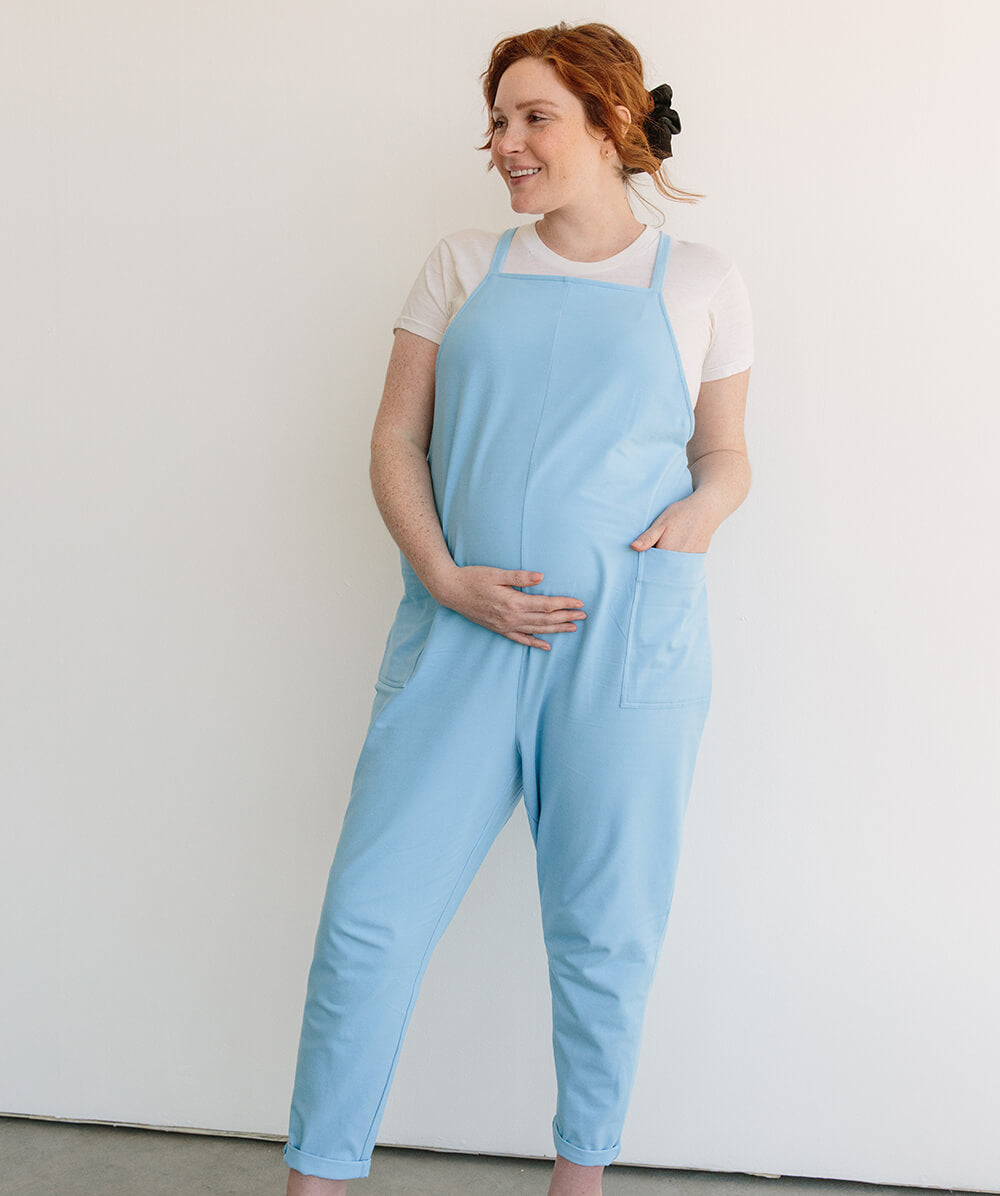 Maternity Blue Corset Bardot Wide Leg Jumpsuit | PrettyLittleThing KSA