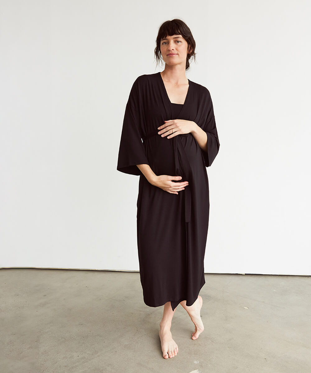 Ruffle Strap Labor & Delivery Gown | Burgundy Plum - Kindred Bravely