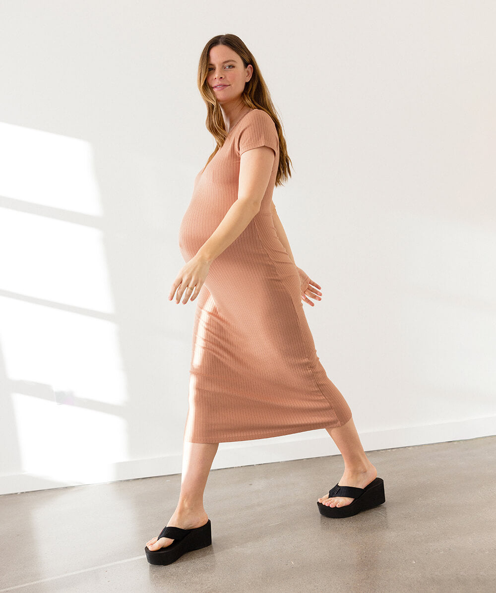 Solid High-Low Maternity/Nursing Dress - Coral – Green Bean Baby Boutique