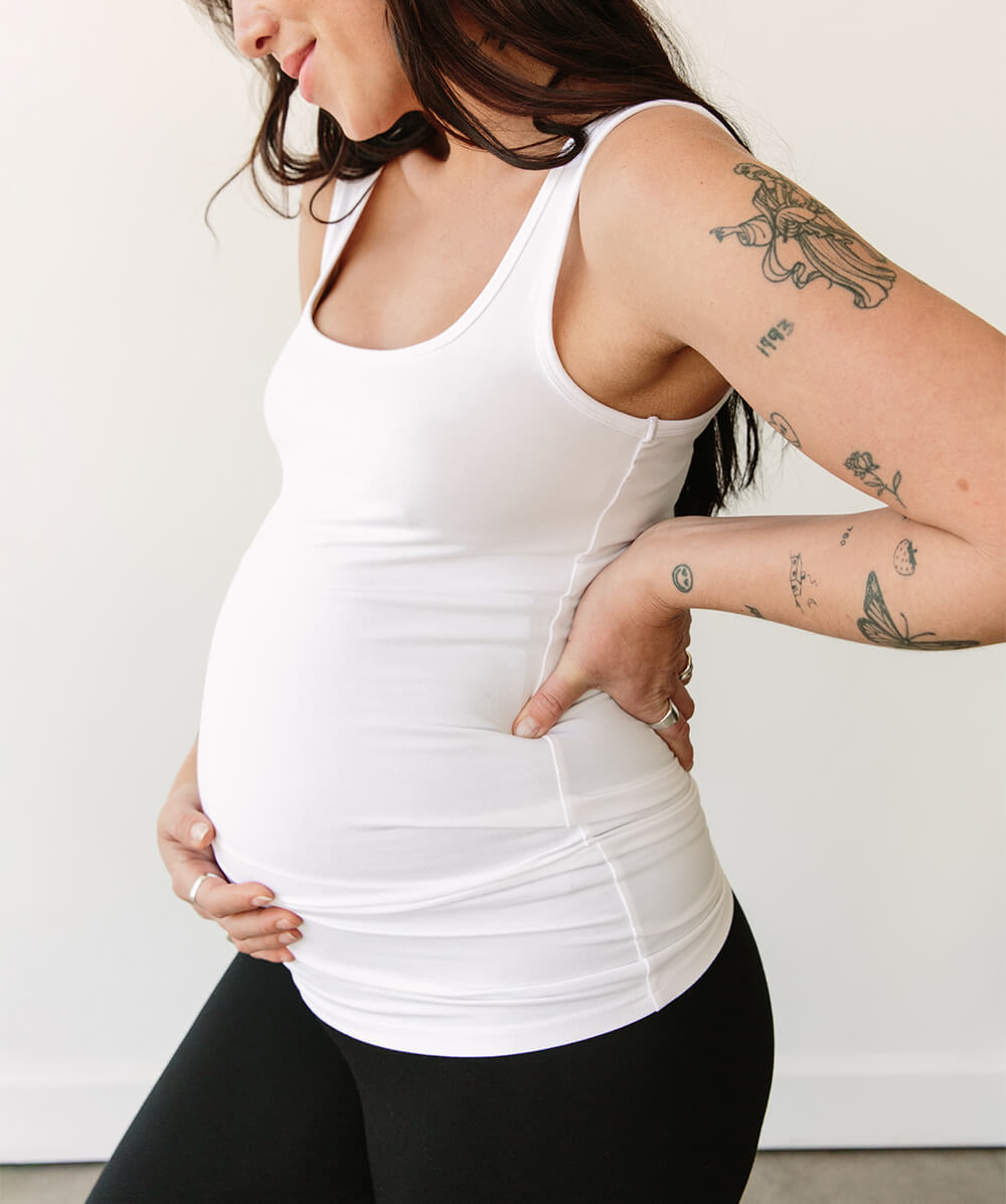 Postpartum Pull-Down Nursing Support Tank Top in White by Blanqi